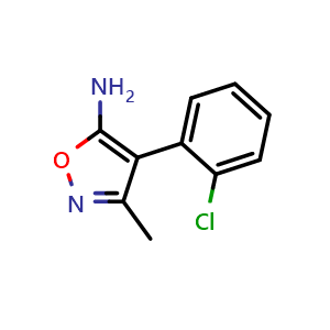 Chemical structure of 4-(2-Chlorophenyl)-3-methylisoxazol-5-amine , CAS 924871-30-7, AChemBlock AD284761