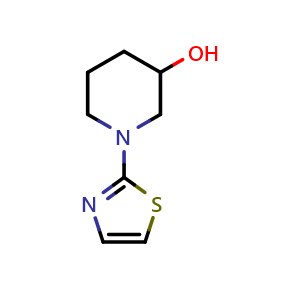 Chemical structure of 1-(1,3-thiazol-2-yl)piperidin-3-ol , CAS 943429-98-9, AChemBlock AD284762