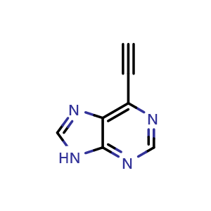 Chemical structure of 6-ethynyl-9H-purine , CAS 1934421-58-5, AChemBlock AD284767