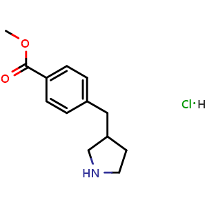 Chemical structure of methyl 4-[(pyrrolidin-3-yl)methyl]benzoate hydrochloride , CAS 1187173-05-2, AChemBlock AD284769