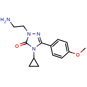 Chemical structure of 1-(2-aminoethyl)-4-cyclopropyl-3-(4-methoxyphenyl)-4,5-dihydro-1H-1,2,4-triazol-5-one , CAS 2320663-39-4, AChemBlock AD284774