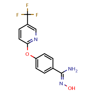 Chemical structure of (Z)-N'-hydroxy-4-((5-(trifluoromethyl)pyridin-2-yl)oxy)benzimidamide , CAS 263161-34-8, AChemBlock AD284775