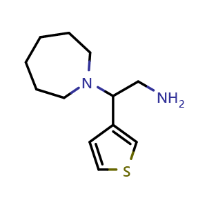 Chemical structure of [2-azepan-1-yl-2-(3-thienyl)ethyl]amine , CAS 953894-17-2, AChemBlock AD284778