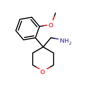 Chemical structure of {[4-(2-methoxyphenyl)tetrahydro-2H-pyran-4-yl]methyl}amine , CAS 927998-28-5, AChemBlock AD284780