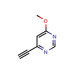 Chemical structure of 4-ethynyl-6-methoxypyrimidine , CAS 2749747-30-4, AChemBlock AD284788