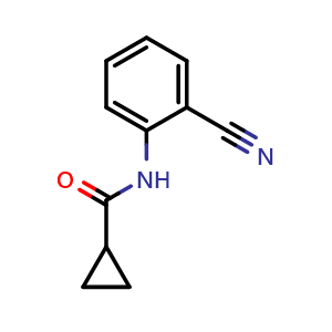 Chemical structure of N-(2-cyanophenyl)cyclopropanecarboxamide , CAS 124005-87-4, AChemBlock AD284798