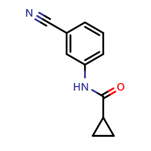 Chemical structure of N-(3-cyanophenyl)cyclopropanecarboxamide , CAS 101946-36-5, AChemBlock AD284799