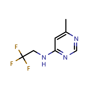 Chemical structure of 6-methyl-N-(2,2,2-trifluoroethyl)pyrimidin-4-amine , CAS 1248277-37-3, AChemBlock AD284810