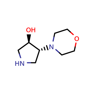 Chemical structure of (3R,4R)-4-(morpholin-4-yl)pyrrolidin-3-ol , CAS 1821752-82-2, AChemBlock AD284811