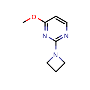 Chemical structure of 2-(azetidin-1-yl)-4-methoxypyrimidine , CAS 1864391-10-5, AChemBlock AD284812