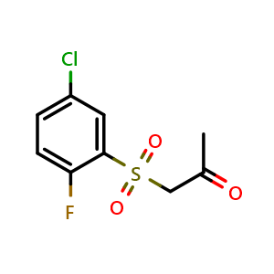 Chemical structure of 1-(5-chloro-2-fluorobenzenesulfonyl)propan-2-one , CAS 1325306-51-1, AChemBlock AD284819