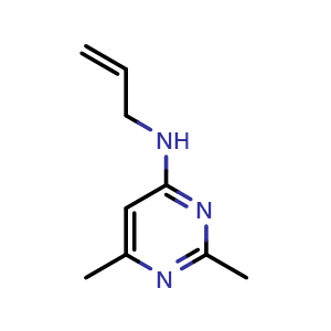 Chemical structure of 2,6-dimethyl-N-(prop-2-en-1-yl)pyrimidin-4-amine , CAS 170355-34-7, AChemBlock AD284825