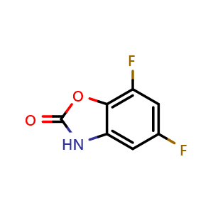 Chemical structure of 5,7-difluoro-2,3-dihydro-1,3-benzoxazol-2-one , CAS 133788-82-6, AChemBlock AD284826