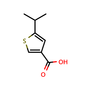 Chemical structure of 5-(propan-2-yl)thiophene-3-carboxylic acid , CAS 123418-51-9, AChemBlock AD284832