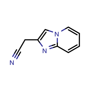 Chemical structure of 2-{imidazo[1,2-a]pyridin-2-yl}acetonitrile , CAS 57892-77-0, AChemBlock AD284834