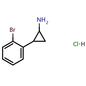 Chemical structure of 2-(2-bromophenyl)cyclopropan-1-amine hydrochloride , CAS 1354954-27-0, AChemBlock AD284838