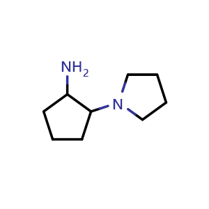 Chemical structure of 2-(Pyrrolidin-1-yl)cyclopentan-1-amine , CAS 169815-76-3, AChemBlock AD284841