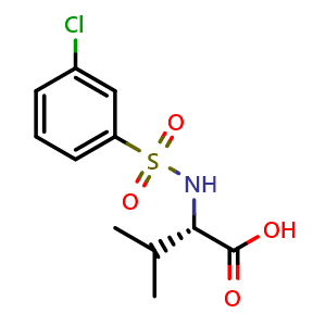 Chemical structure of ((3-chlorophenyl)sulfonyl)valine , CAS 1009549-57-8, AChemBlock AD284844