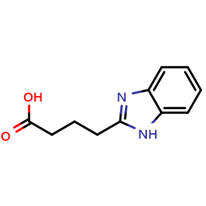 Chemical structure of 4-(1H-benzimidazol-2-yl)butanoic acid , CAS 50365-32-7, AChemBlock AD284847