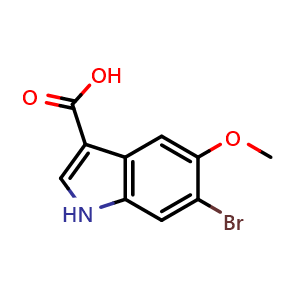 Chemical structure of 6-bromo-5-methoxy-1H-indole-3-carboxylic acid , CAS 1360902-97-1, AChemBlock AD284849
