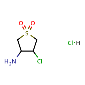 Chemical structure of (4-Chloro-1,1-dioxidotetrahydro-3-thienyl)amine hydrochloride , CAS 97306-73-5, AChemBlock AD284860