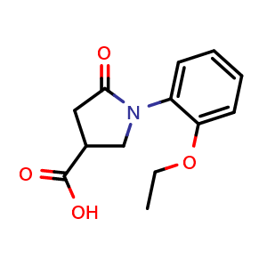 Chemical structure of 1-(2-Ethoxyphenyl)-5-oxopyrrolidine-3-carboxylic acid , CAS 568558-24-7, AChemBlock AD284862