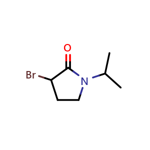 Chemical structure of 3-bromo-1-(propan-2-yl)pyrrolidin-2-one , CAS 1309794-09-9, AChemBlock AD284863