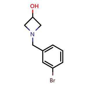 Chemical structure of 1-[(3-bromophenyl)methyl]azetidin-3-ol , CAS 1343937-88-1, AChemBlock AD284865