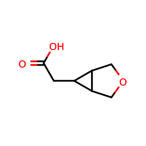 Chemical structure of 2-{3-oxabicyclo[3.1.0]hexan-6-yl}acetic acid , CAS 1314921-22-6, AChemBlock AD284868