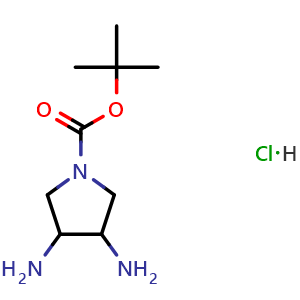Chemical structure of tert-Butyl 3,4-diaminopyrrolidine-1-carboxylate hydrochloride , CAS 1846626-59-2, AChemBlock AD284881