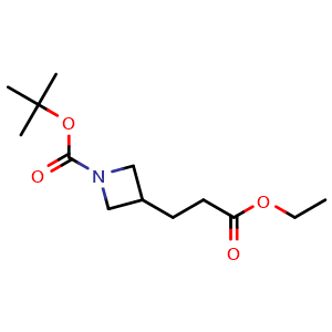 Chemical structure of 1-Boc-3-azetidinepropanoic acid ethyl ester , CAS 1463523-76-3, AChemBlock AD284884