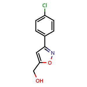 Chemical structure of (3-(4-Chlorophenyl)isoxazol-5-yl)methanol , CAS 206055-90-5, AChemBlock AD284885