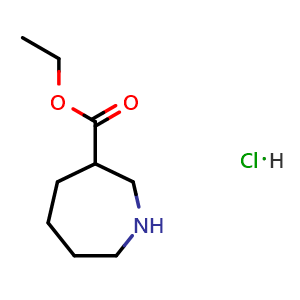 Chemical structure of Ethyl azepane-3-carboxylate hydrochloride , CAS 1427502-19-9, AChemBlock AD284893