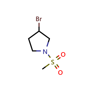 Chemical structure of 3-bromo-1-methylsulfonyl-pyrrolidine , CAS 1536789-90-8, AChemBlock AD284895