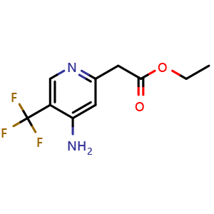 Chemical structure of Ethyl 2-[4-amino-5-(trifluoromethyl)-2-pyridyl]acetate , CAS 1807223-02-4, AChemBlock AD284897