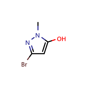 Chemical structure of 3-bromo-1-methyl-1H-pyrazol-5-ol , CAS 2143436-54-6, AChemBlock AD284908