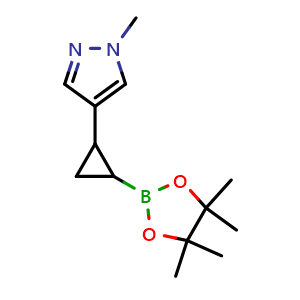 Chemical structure of 1-methyl-4-[2-(4,4,5,5-tetramethyl-1,3,2-dioxaborolan-2-yl)cyclopropyl]pyrazole , CAS 2246518-99-8, AChemBlock AD284910