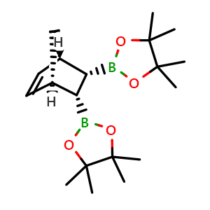 Chemical structure of rel-(1R,4S,5S,6R)-5,6-bis(4,4,5,5-tetramethyl-1,3,2-dioxaborolan-2-yl)bicyclo[2.2.1]hept-2-ene , CAS 3066671-38-0, AChemBlock AD284912