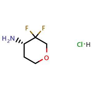 Chemical structure of (4S)-3,3-difluorotetrahydropyran-4-amine hydrochloride , CAS 2244040-25-1, AChemBlock AD284919