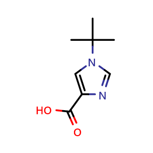 Chemical structure of 1-tert-butyl-1H-imidazole-4-carboxylic acid , CAS 681484-74-2, AChemBlock AD284923
