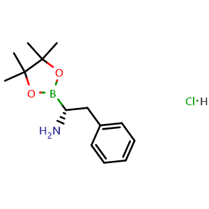 Chemical structure of (1R)-2-phenyl-1-(4,4,5,5-tetramethyl-1,3,2-dioxaborolan-2-yl)ethanamine hydrochloride , CAS 1259300-07-6, AChemBlock AD284925