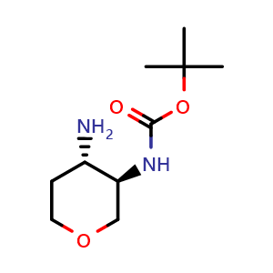 Chemical structure of tert-butyl N-[(3R,4S)-4-aminotetrahydropyran-3-yl]carbamate , CAS 1932273-50-1, AChemBlock AD284926