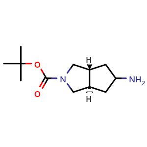Chemical structure of tert-butyl trans-5-amino-octahydrocyclopenta[c]pyrrole-2-carboxylate , CAS 2839517-14-3, AChemBlock AD284934