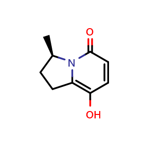Chemical structure of (3R)-8-hydroxy-3-methyl-2,3-dihydro-1H-indolizin-5-one , CAS 3040093-08-8, AChemBlock AD284943