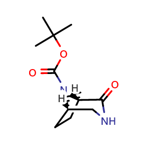 Chemical structure of tert-butyl (1R,5S)-2-oxo-3,8-diazabicyclo[3.2.1]octane-8-carboxylate , CAS 1628162-75-3, AChemBlock AD284949