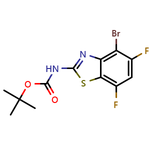 Chemical structure of tert-Butyl N-(4-bromo-5,7-difluoro-1,3-benzothiazol-2-yl)carbamate , CAS 2797977-83-2, AChemBlock AD284952