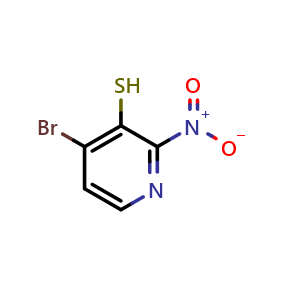 Chemical structure of 4-bromo-2-nitro-pyridine-3-thiol , CAS 1807010-92-9, AChemBlock AD284956