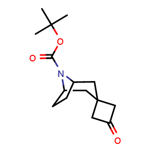 Chemical structure of tert-Butyl 3'-oxospiro[8-azabicyclo[3.2.1]octane-3,1'-cyclobutane]-8-carboxylate , CAS 2314381-33-2, AChemBlock AD284957