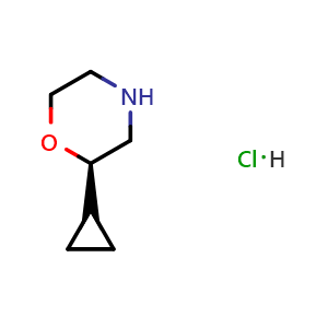 Chemical structure of (2R)-2-cyclopropylmorpholine hydrochloride , CAS 2361608-26-4, AChemBlock AD284958