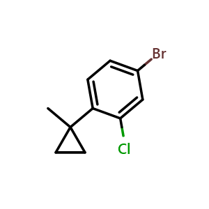 Chemical structure of 4-Bromo-2-chloro-1-(1-methylcyclopropyl)benzene , CAS 875306-67-5, AChemBlock AD284959